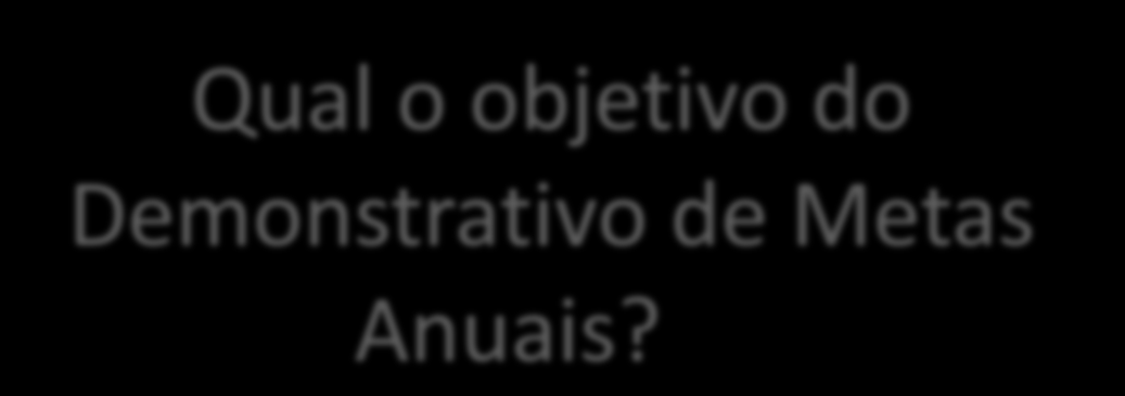 Anexo de Metas Anuais O que são metas anuais?