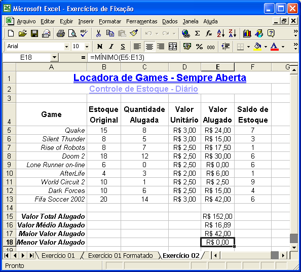 8 iv) 4) Forma final da planilha.