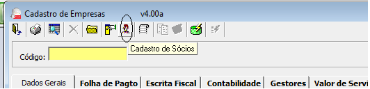 EMPRESAS\ESCRITA FISCAL- Devem ser cadastrados os indicadores da escrita fiscal, tais como: responsável fiscal, código de serviço utilizado na empresa, o regime de apuração das Declarações