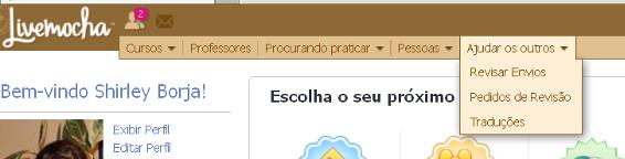 5º- ÍTEM DE MENU: AJUDAR OS OUTROS: Ao avaliar e corrigir um exercício escrito ou falado de outros alunos da comunidade, o aluno garante um ambiente de produtividade para todos. Suporte com nativos.