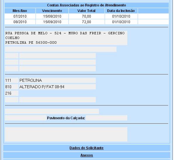 Tela: Consulta Imóvel Aba RA