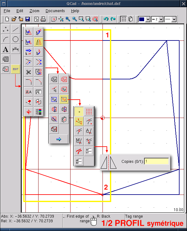 Desenhando os olhos Utilizando o que já vimos podemos desenhar o olho esquerdo através das linhas de construção horizontais e verticais (ponto 1).