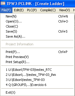 9 ( 4 ) Opções do program a ( 5 ) Indicação do módulo básico utilizado ( 6 ) Porta de comunicação serial selecionada ( 7 ) Status de operação do TPW -03 ( 8 ) Versão do hardware do TPW -03.
