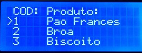 A figura 11 apresenta a tela apresentada para o usuário quando o bloco 1 está em execução. Nota-se que a lista de opções lhe é apresentada e esta pode ser navegada com as teclas A e B.