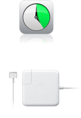 de 35 watts/hora de 50 watts/hora Carregador Apple MagSafe 2 de 45W e sistema de gerenciamento de energia; porta de alimentação MagSafe 2 Carregador Apple MagSafe 2 de 45W e sistema de gerenciamento