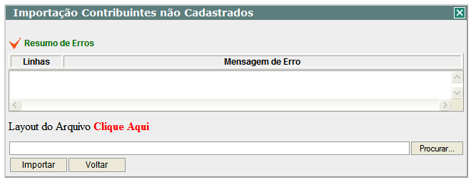 8.2-IMPORTAR CADASTRO DE CLIENTES/FORNECEDORES EM LOTE A importação dos dados cadastrais de clientes/fornecedores visa facilitar o processo de validação na importação de arquivo texto relativo às