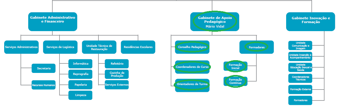 3.4. COLABORADORES QUE ATUAM NA EPNAZARÉ A equipa de colaboradores da EPNazaré é composta por diversos gabinetes, apesar de neste trabalho apenas foi abordado aquele que, diretamente entreviu com a