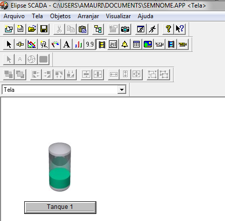 2 Desenvolver uma aplicação no Elipse SCADA que simule o abastecimento de um tanque. Utilize um objeto Animation conforme a imagem a abaixo.