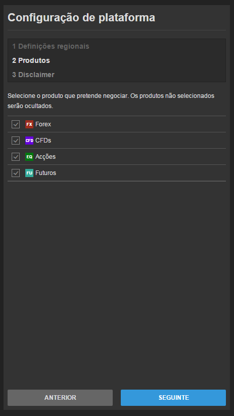 COMEÇAR A USAR A PLATAFORMA Quando iniciar a sessão pela primeira vez ser-lhe-á pedido que selecione as suas preferências ao