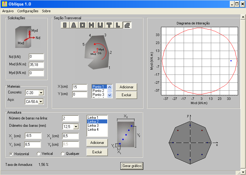 5.5.3 Dimensionamento Estrutural O dimensionamento estrutural foi desenvolvido considerando a cortina submetida à flexão simples.