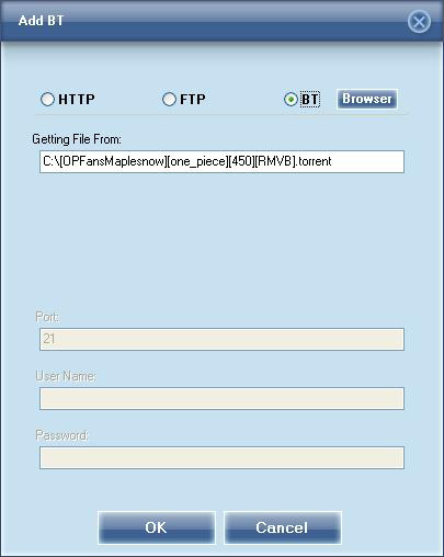 Transferências por FTP Clique no botão Assign (Atribuir) do Download Master (Gestor de transferências) e seleccione FTP no campo Options (Opções).