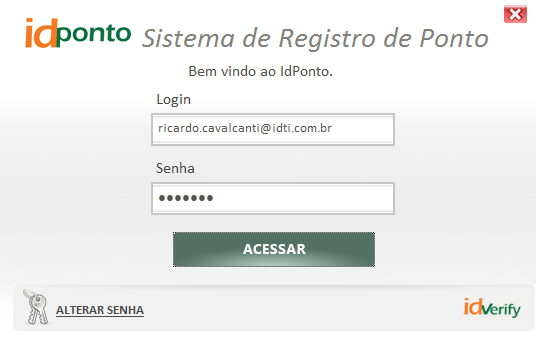 No idponto, os funcionários da ABF Engenharia (dispostos de um login e uma senha de acesso)* terão a possibilidade de realizar um