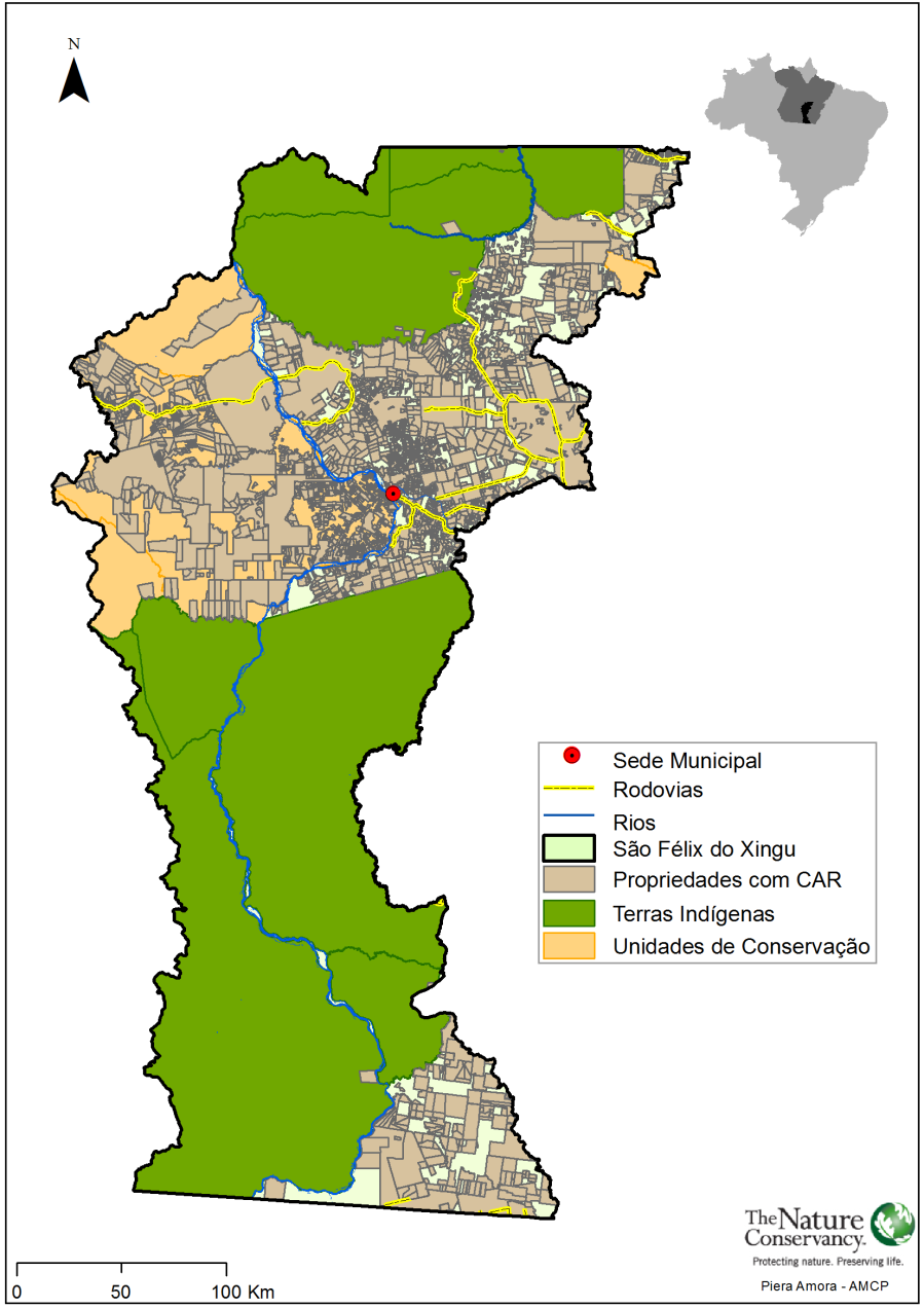 Figura 1: Município de São Félix do Xingu e Propriedades com CAR. 8.