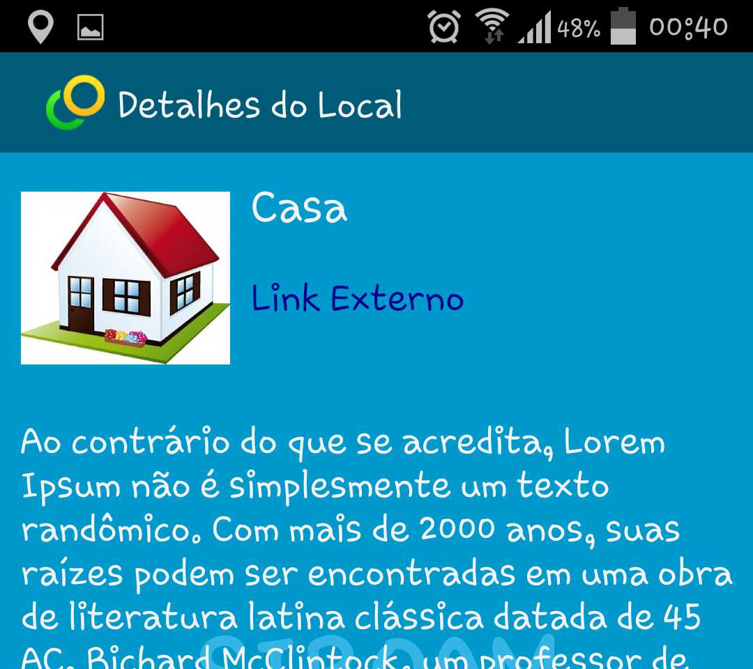 O segundo menu a ser apresentado é o imediações, este módulo obtém as coordenadas geográficas atuais do dispositivo e localiza em qual ou quais locais este dispositivo se encontra, vindo de encontro