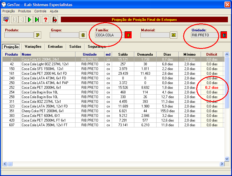 2.8 23 Projeção Após o cadastramento das viagens, ou mesmo durante qualquer fase da programação, é possível avaliar a projeção de posição final dos estoques através da função projeção do sistema.