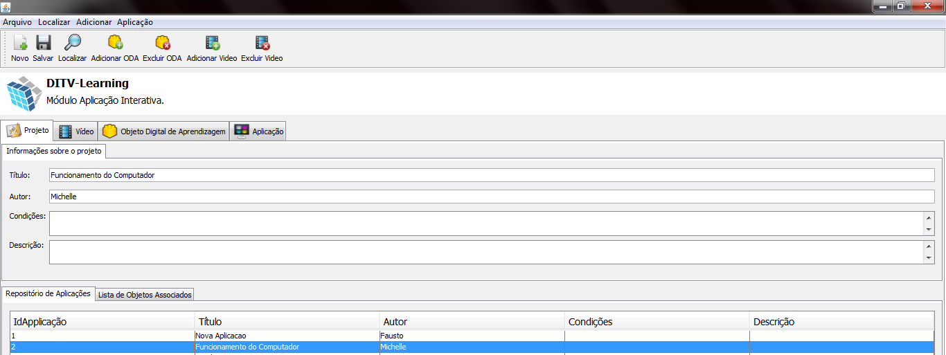 5.1.4. Criar Aplicação Interativa Após as etapas de criação dos ODA, o professor precisa gerar a aplicação interativa que será executada pelo Middleware Ginga em um set-top-box real, ou virtual.