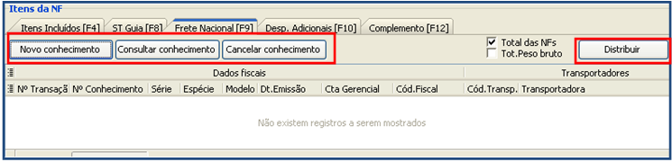 Após o cadastro deve-se Distribuir o valor do frete entre os itens para que ele componha o custo da mercadoria; 4) Caso haja alguma