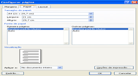 83 8 CONFIGURAÇÕES 8.1 Configuração do papel Utiliza-se papel A4 (21 cm x 29,7 cm), impresso somente na frente da folha.