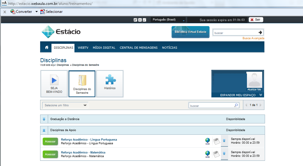 2.13.1 PROGRAMA DE NIVELAMENTO ACADÊMICO NO AVA Como ação subsequente à familiarização com a metodologia EAD 30, o programa de nivelamento denominado Reforço Acadêmico tem por finalidade apresentar