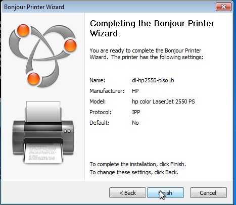 3. Para finalizar o processo de configuração de impressora no sistema, clique em Terminar.