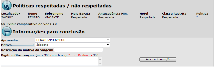 Operando o self-booking - solicitante Reserva BookingPRO