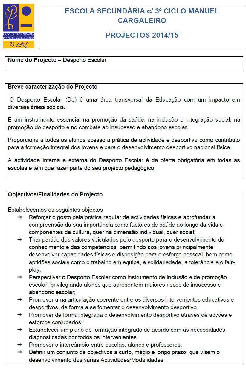 7.19. Projeto Desporto Escolar Escola Secundária Manuel