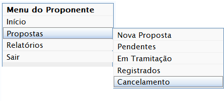 ACOMPANHAMENTO Propostas > Em tramitação O cabeçalho da proposta irá apresentar as informações definidas pelo proponente e a situação atual da proposta.