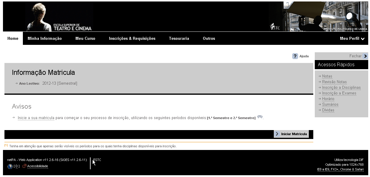 3. Inscrição em unidades curriculares Cerca de 48 horas após o pagamento, o aluno está apto para prosseguir o processo de inscrição.