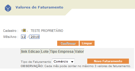 3.2.2.7) Valores de Faturamento Função disponibilizada conforme interesse do fisco destinada a informação do faturamento de empresas do ramo de comércio e indústria.