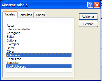 Campos, Ricardo. (2008). Apresentação de. Access 2007. 260 Exemplo 1 de criação de uma consulta Suponhamos que queremos saber a que tipo de publicação corresponde uma dada publicação.
