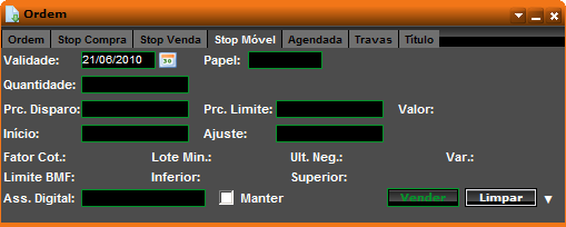 Gain - o preenchimento é opcional e são valores acima do último negócio. Prc. Disparo - preço programado para envio da ordem limitada do Gain. Prc. Limite - preço da ordem enviada quando o parâmetro stop for disparado (Quando o preço de disparo for atingido).