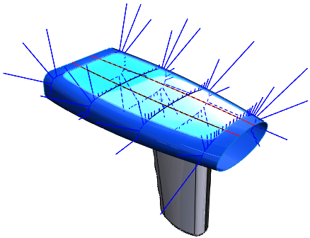 Fundamentos do SOLIDWORKS 5. Clique em. Os pentes de curvatura são exibidos na superfície para uso em outras edições.