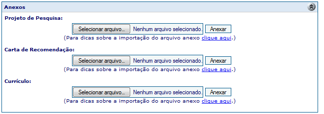 Clicar na área correspondente do projeto, a janela irá fechar automaticamente. As propostas deverão ser apresentadas na forma de projeto de pesquisa.