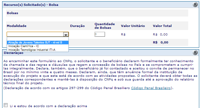 Este espaço deve ser preenchido com os valores que serão consumidos para execução do projeto, entretanto, conforme prevê a Chamada, o projeto vencedor poderá contar apenas com até R$ 10.