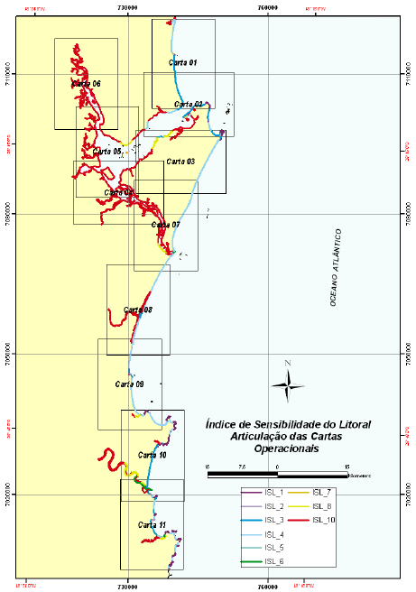 Figura 10: Carta de Sensibilidade Ambiental a Derramamento de Óleo para o litoral norte e centro-norte de Santa Catarina.