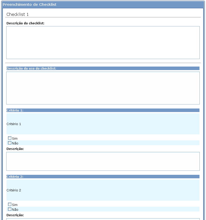 5.16.1. Selecionar Checklist para Aplicação Essa operação pode ser realizada a partir do botão Selecionar, nesse caso o checklist marcado na lista será aplicado, ou através de um duplo clique em um