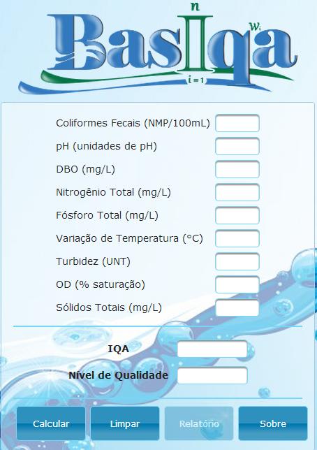 (a) Figura 2 Interface gráfica do software (a); caixa de diálogo para geração do Relatório (b) Clicando no botão Sobre na Figura 2 (a), encontram-se informações relevantes sobre o calculo do IQA e o