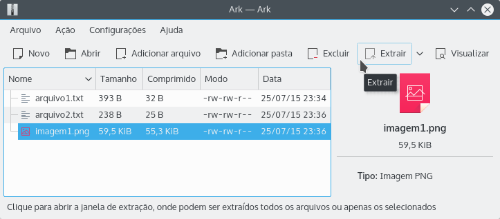 Capítulo 1 Introdução Ark é um programa para exibição, extração, criação e modificação de arquivos compactados.