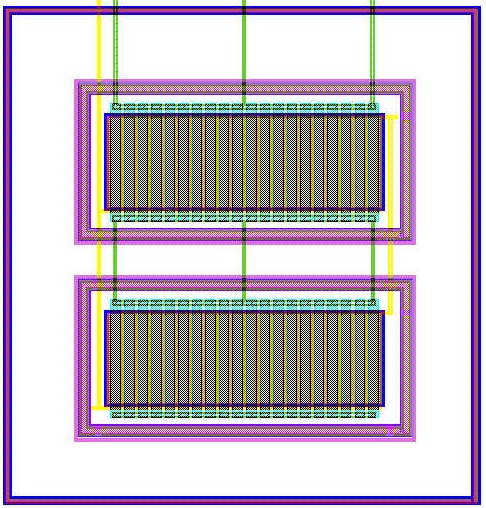 78 Cada transistor desse estágio foi dividido em dois blocos com vinte transistores cada, com dimensões (13