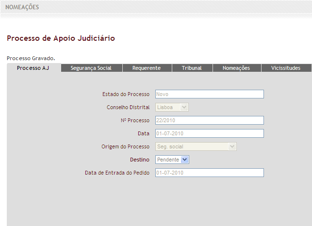 1. Clicar no botão Gravar Dados, que se apresenta na parte inferior da página. Botão gravar dados 2.