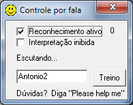 Treinamento do reconhecimento de voz do Motrix Para que o Motrix reconheça a voz do utilizador é preciso treiná-lo. Para isso devemos realizar a leitura de um pequeno trecho em inglês.