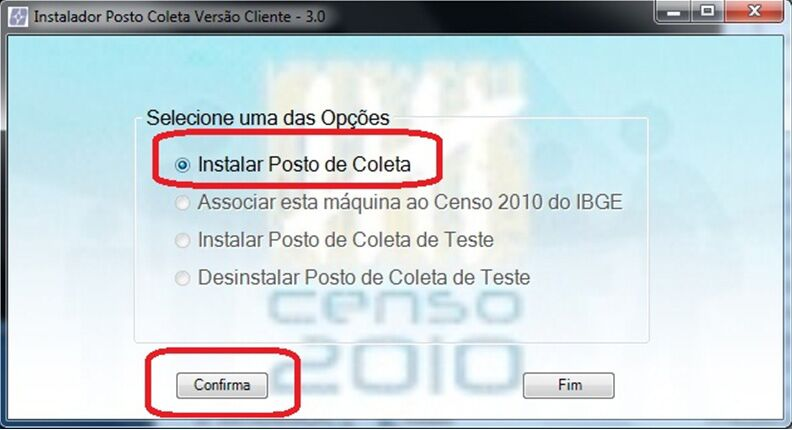 4 - Escolha a Subárea (1) e Posto (2) para instalação, teclando em