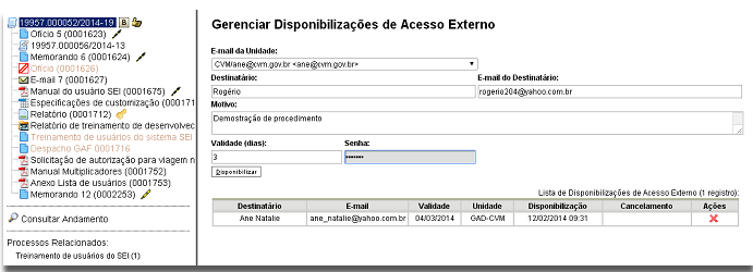 Na tela Novo Grupo de E-mail, devem ser preenchidos os campos Nome e Descrição do Grupo. Logo abaixo há dois campos: um para inclusão do endereço de e-mail e outro para descrição.