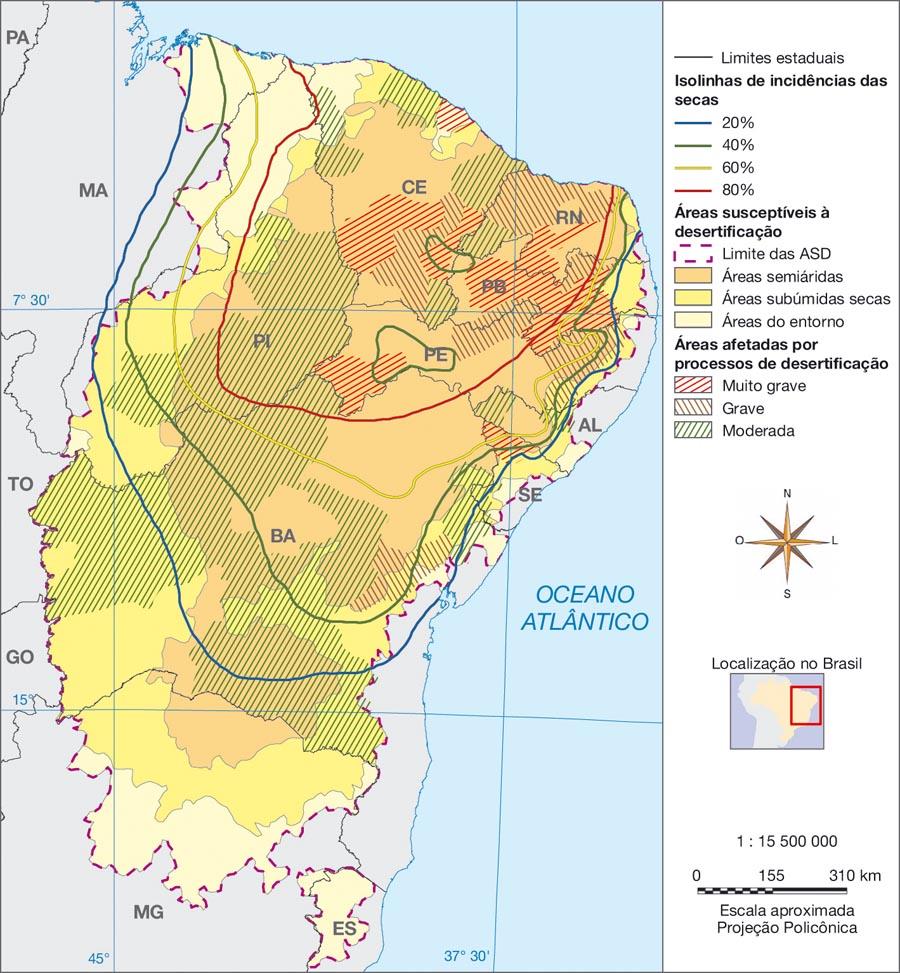 Luciano Daniel Tulio Áreas susceptíveis à desertificação no Nordeste Fonte: INSTITUTO Interamericano de Cooperação para a Agricultura (IICA).