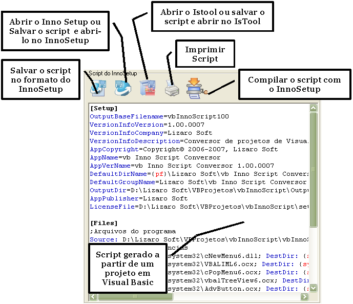 vb Inno Script Conversor 8 Nesta tela ainda é possível realizar a compilação direto do programa vb Inno Script Conversor, através do InnoSetup.