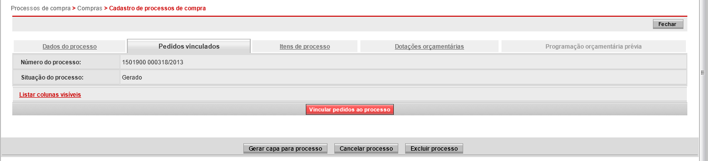 Para registrar o processo de compra desta contratação, o usuário deverá utilizar o procedimento de contratação Bens e Serviços > Registro de Preços não realizado no SIRP OBS.