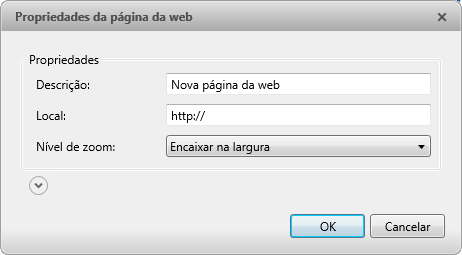 Avigiln Cntrl Center Enterprise Figura A. Caixa de diálg Prpriedades da Página da Web 2. Insira um nme para a página web. 3. Insira URL da página web n camp Endereç da Web. 4.