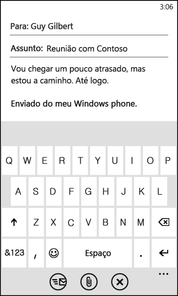 Email de atraso - Novidade! Atrasado para uma reunião? Sem problemas. Com apenas alguns toques, você pode notificar o organizador da reunião ou todos os participantes de que você está a caminho.