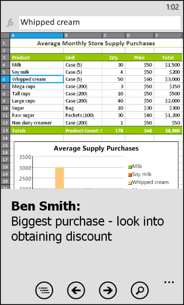 Interface do usuário - Melhorada! A interface do usuário reprojetada permite que você trabalhe de forma mais intuitiva nos aplicativos do Office Mobile.