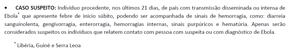 DVE - DEFINIÇÕES DE CASO 16/10/14 Doença de